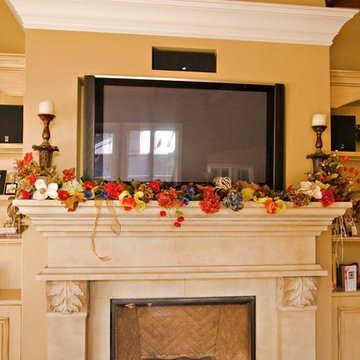 stone fireplace by Bay Area custom home builder