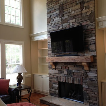 Stone Fireplace - Interior Fireplace w/ Ledgestone and Rubble