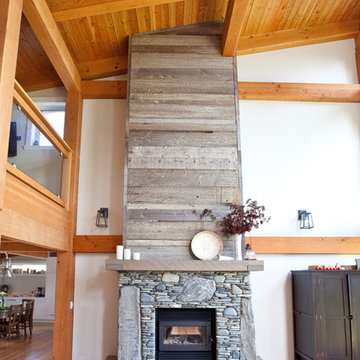 Stone Fireplace with Reclaimed Bargeboard Finish