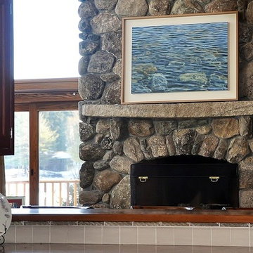 Stone Fireplace with stone mantle