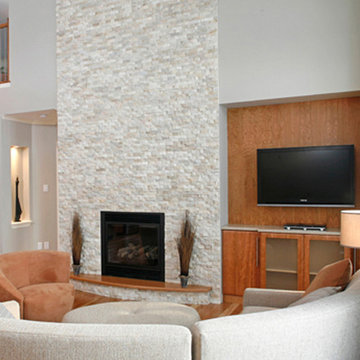 Stone Fireplace with TV