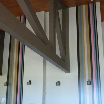 Striped pattern custom painted on walls