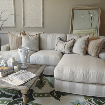 Striped Slipcovered Chaise Sectional