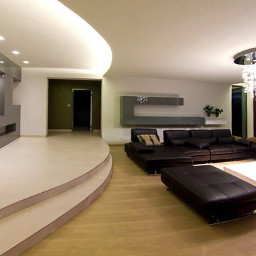 Stylish residence, lacquered furniture in various shades