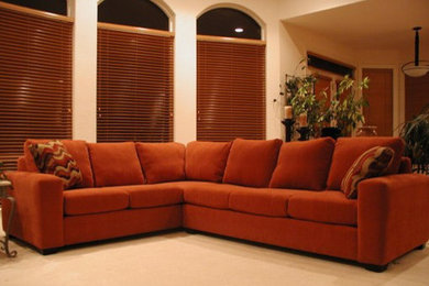 Example of a transitional living room design in Las Vegas