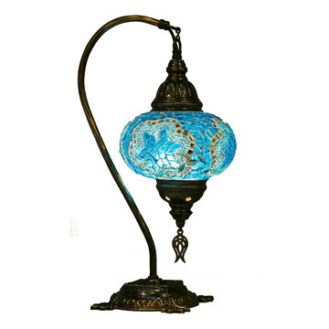 Swan Neck Turkish Moroccan Handmade Mosaic Table Bedside Desk Lamp Light for US/