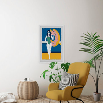 "Swim and Play" Framed Painting Print