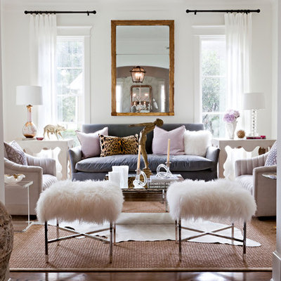 Transitional enclosed living room photo in Houston with white walls and no tv
