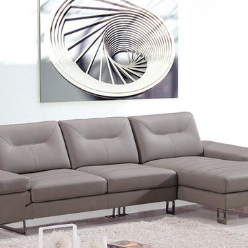 Taupe Leather Sectional Sofa with Chaise
