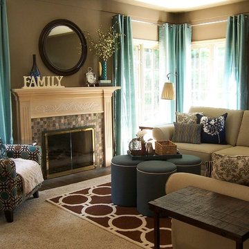 Teal and Taupe Living Room