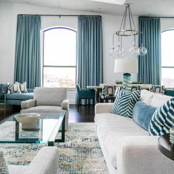 Teal and White Living Room