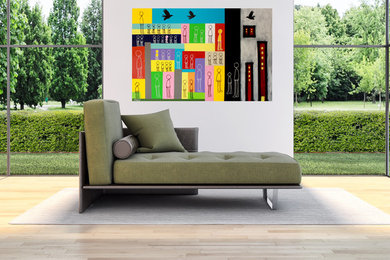 "The Future Is Coming" by Doron Noyman in a room setting - SOLD