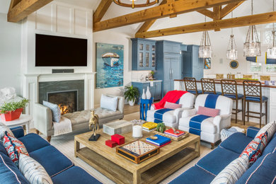 Beach style living room photo in Providence