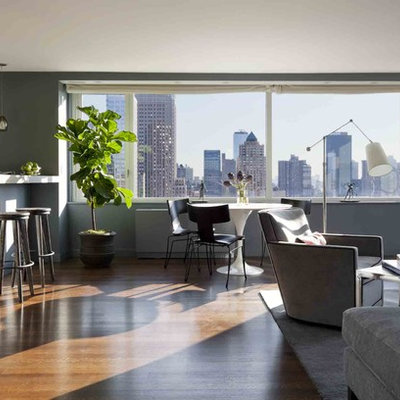 Living room - contemporary open concept living room idea in New York