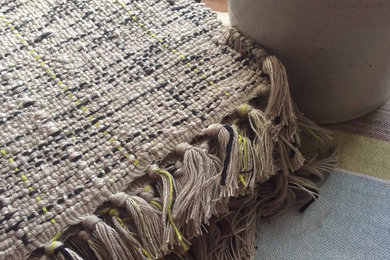 Throw washable linen inspired textured lime and black accents