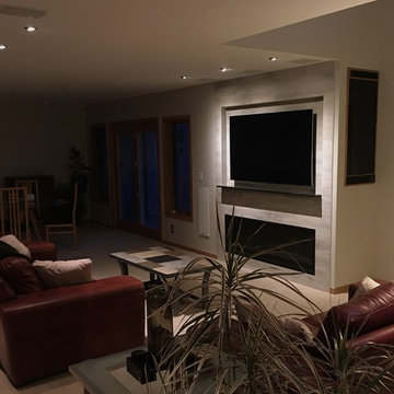 Tile fireplace surround and SUHD TV