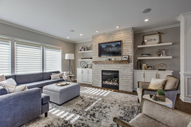 Example of a transitional living room design in Other