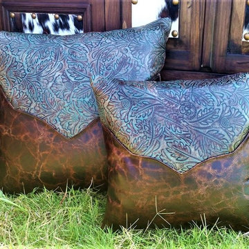 Tooled Saddle Western Throw Pillows