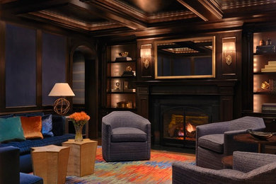 This is an example of a traditional living room in St Louis with a standard fireplace.