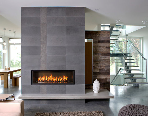 Contemporary Living Room by Rustic Fire Place