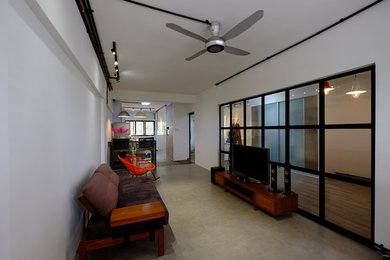 Living room - industrial living room idea in Singapore
