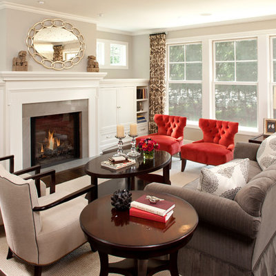 Elegant living room photo in Minneapolis with gray walls