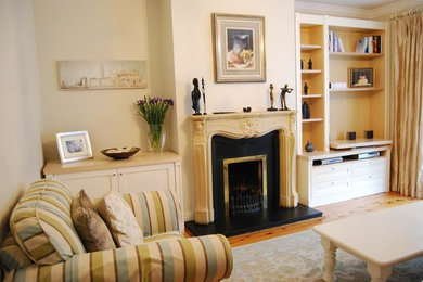 Traditional Cream Living Room with Fitted Shelving