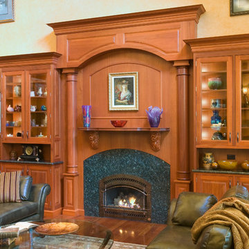 Traditional Fireplace Surround with Columns and Matching Bookacses
