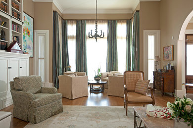 Example of a large transitional open concept living room design in Other