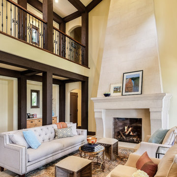 Traditional Great Room With Exposed Beams