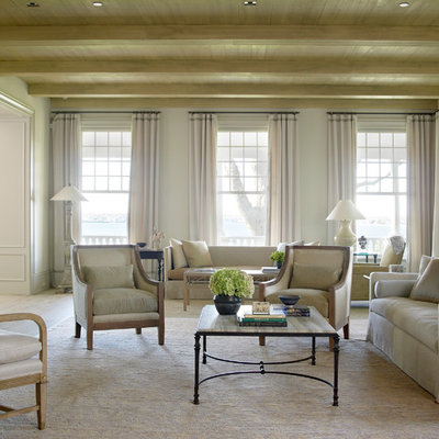 Living room - traditional formal living room idea in New York with white walls