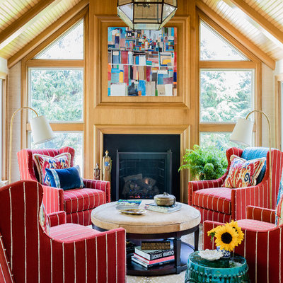 Inspiration for a timeless living room remodel in Other with a standard fireplace