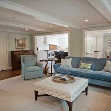 Traditional Living Room with Coffered Ceiling