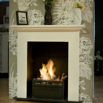 Traditional style fireplaces in living spaces