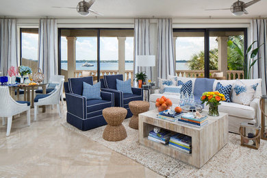 Mid-sized beach style open concept living room photo in Tampa