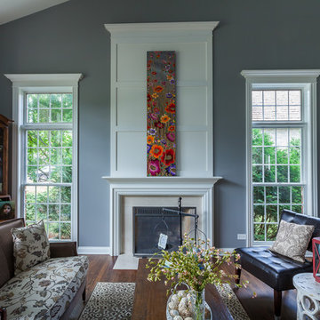 Transitional Fireplace Surround and Dining Room Woodwork