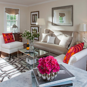 Transitional Kitchen & Living Room