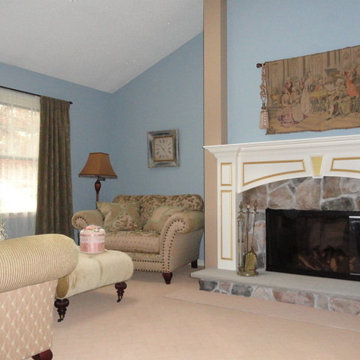 Transitional Living Room Painted Blue in Galloway, NJ