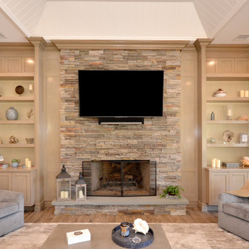 Transitional Living Room with Custom Shelving