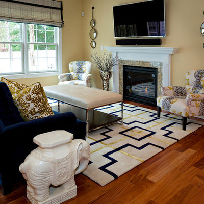 Living room - transitional living room idea in Philadelphia with yellow walls