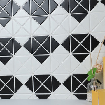 Triangular Diamond Pattern Porcelain Mosaic Tile, Wall decor