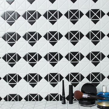 Triangular Diamond Pattern Porcelain Mosaic Tile, Wall decor