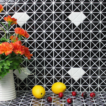 Triangular Diamond Pattern Porcelain Mosaic Tile, Wall design