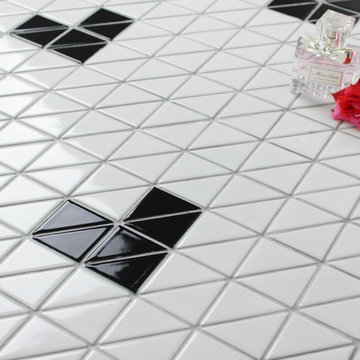 Triangular Heart Shape Pattern Porcelain Mosaic Tile, Floor design