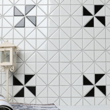 Triangular Windmill Pattern Porcelain Mosaic Tile, Wall backsplash design
