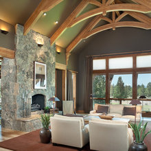 Stone Fireplaces & Wooden trusses