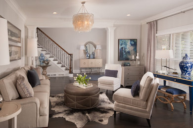 Inspiration for a mid-sized transitional enclosed dark wood floor living room remodel in Atlanta