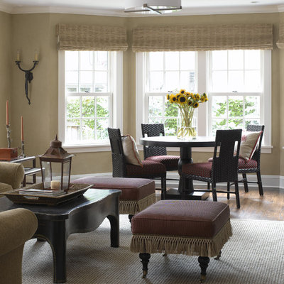 Example of a transitional living room design in Minneapolis with beige walls