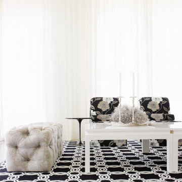 Tufted Cubes & Floral Accent Chairs