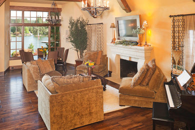 Tuscan living room photo in Portland
